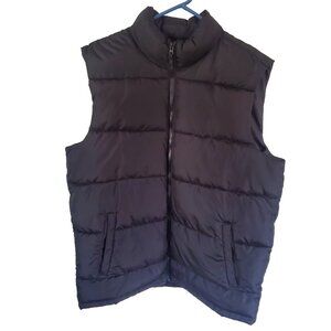 Old Navy Puffer Vest Mens Sz L Black Zip Pockets Quilted Hiking Outdoors Fishing